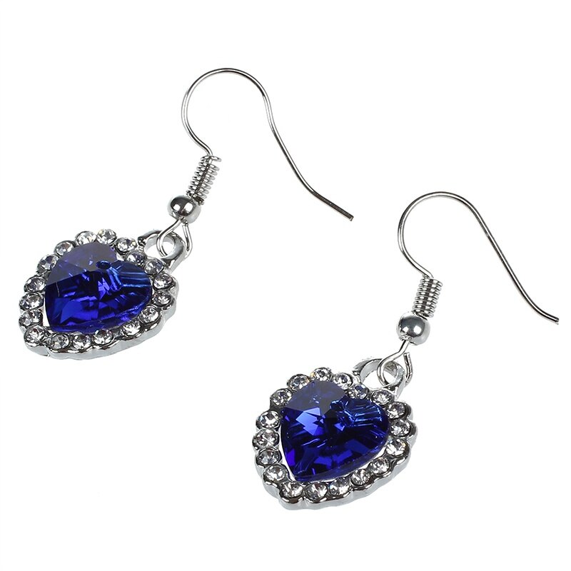 Women's Heart of Ocean Hook Earrings Dangle Earrings Sapphire Blue