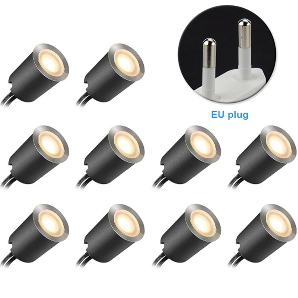 10 Uds luz LED decoración del hogar cocina zócalo luz desmontable blanco cálido ABS impermeable jardín Patio piso: EU