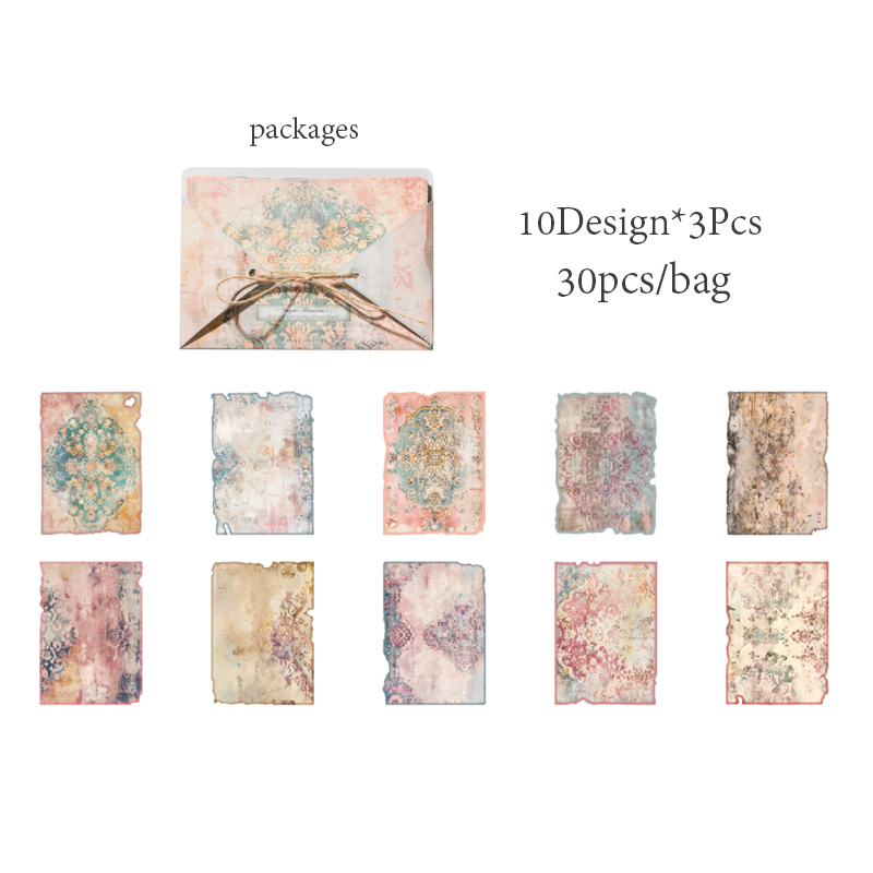 Mr. paper 6 stilar 30 ark/förpackning tunt pappersmaterial papper tankar om vinden serien gör-det-själv-handbok dekorativt bakpapper: Rosa