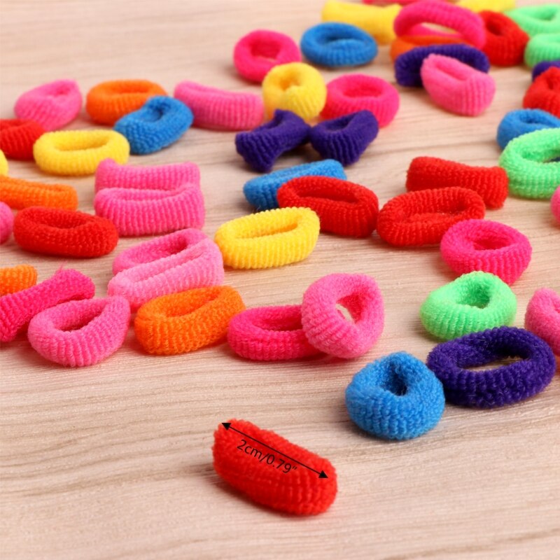 100 Pcs Colorful Child Kids Hair Holders Cute Rubber Hair Band Elastics Accessories Girl Charms Tie Gum