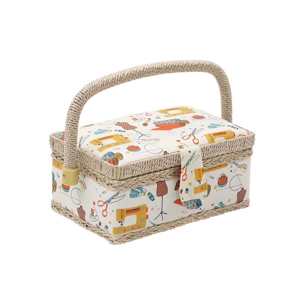 Craft Sewing Tool Needle Thread Basket Fabric Household 3 Colors Sewing Box Organizer with Sewing Accessories: B