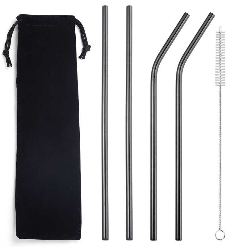 304 Stainless Steel Straw 6mm Reusable Straw Eco-Friendly Food Grade Drinking Straws Set with Cleaner Brush for Mugs: 5