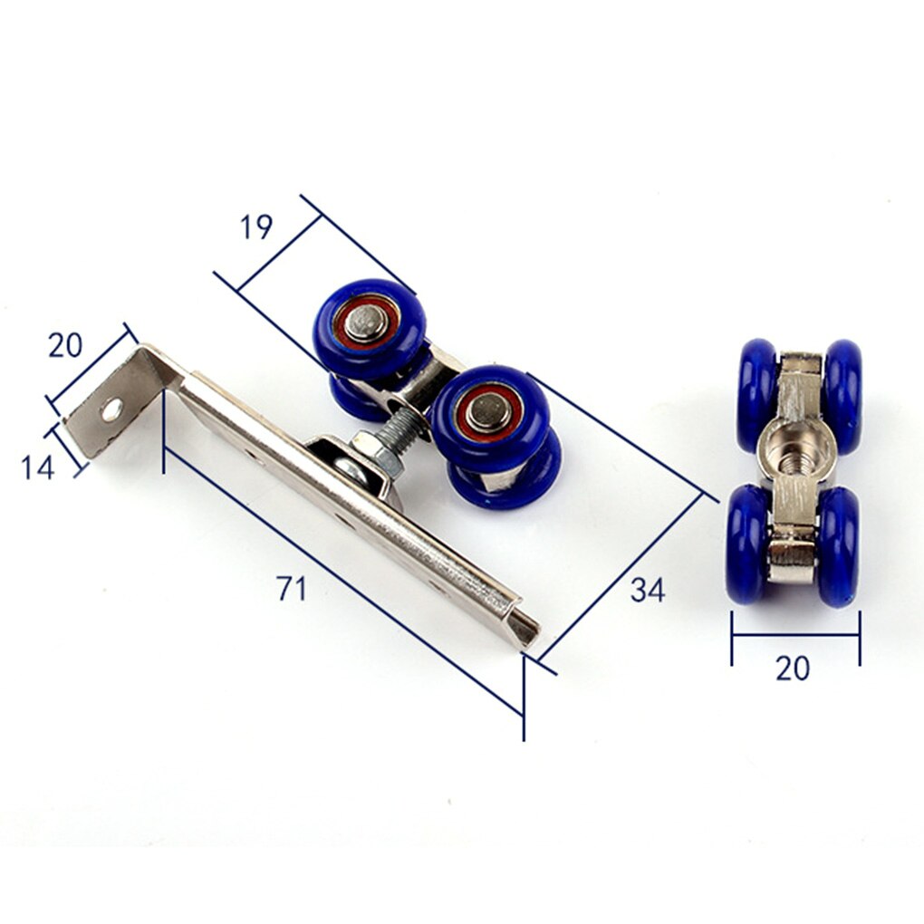 2pcs Light Sliding Door Roller 4 Wheels Home Room Wood Door Hanging Wheels Rail Track Pulley Bathroom Kitchen Furniture Hardware