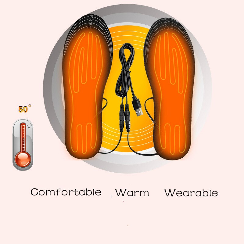 Een Paar Usb Inlegzolen Verwarmde Eva Slijtvaste Lichtgewicht Comfortabel Warm Houden Inlegzolen Voor Schoenen