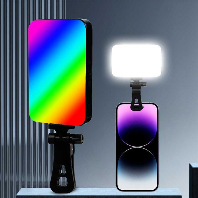 Mini RGB clip-on invullicht, draagbaar LED driekleurig zaklicht, invullicht voor livestreaming, fotografie en selfies
