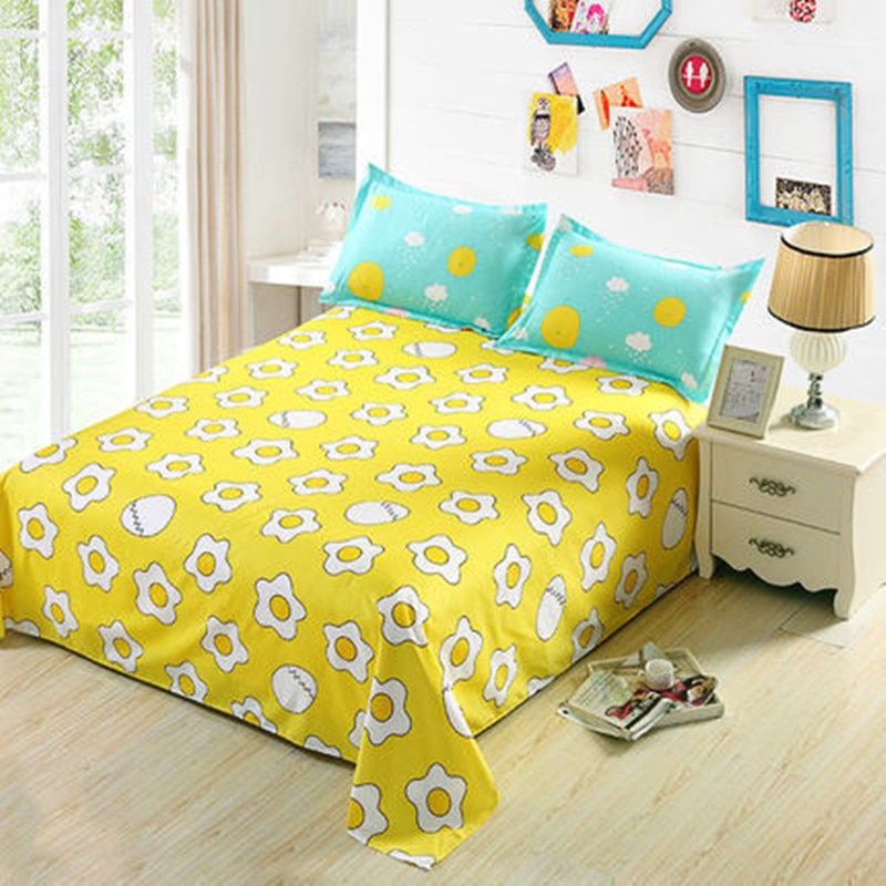 Drap de lit plat de couleur jaune | Étoiles de lune, drap plat de dessin animé, 1 pièce, drap de lit de ponçage en Polyester (sans taie d'oreiller),
