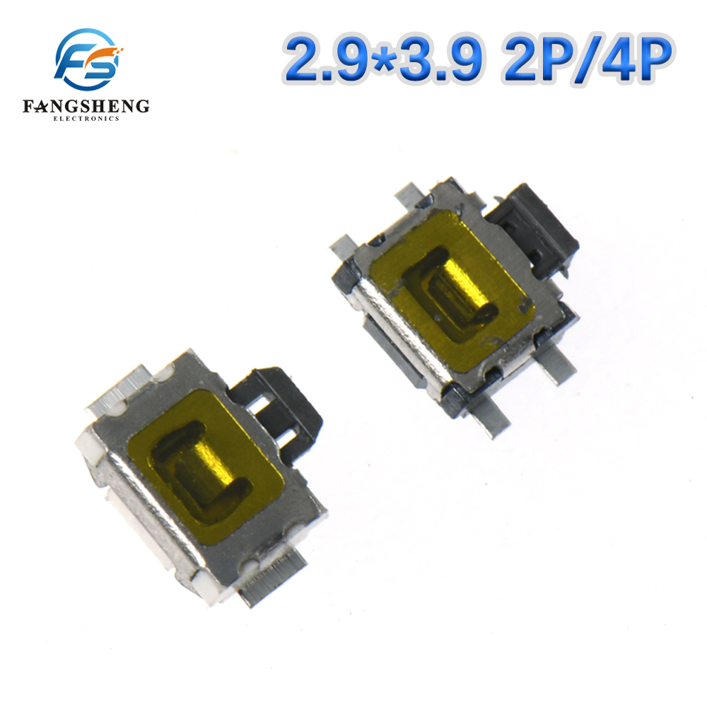10/50PCS micro switch smd 2pin 4pin 3.9*2.9SMD switch button key for mobile phone 12v side button light touch switch 3X4