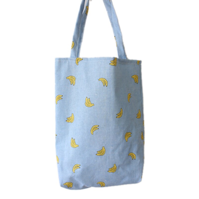 1Pc Banana Patroon Katoen Linnen Schoudertas Winkelen Strand Reizen Tote Handtas