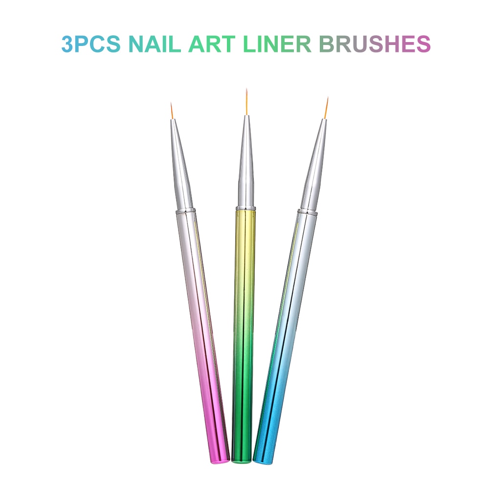 3 Pcs Nail Decorating Pen Schilderen Pen Nail Art Liner Borstels Puntjes Schilderij Tekening Brush Pen Salon Nail Art tool