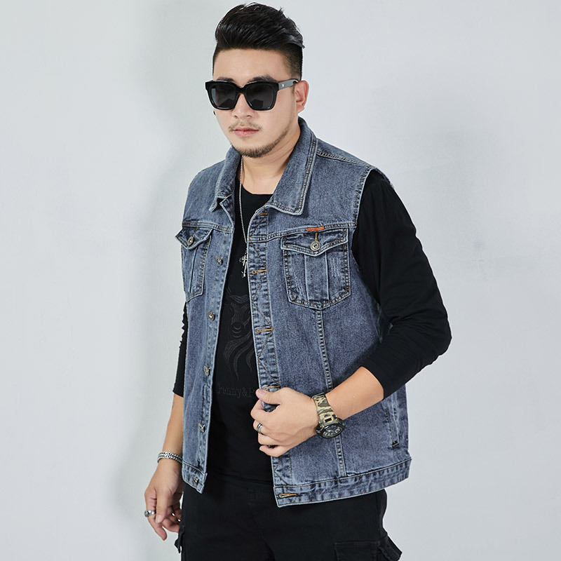 Men Denim Shirt Vest Four Season Summer Oversize Large M-8XL Fat Big Jacket Male Clothes