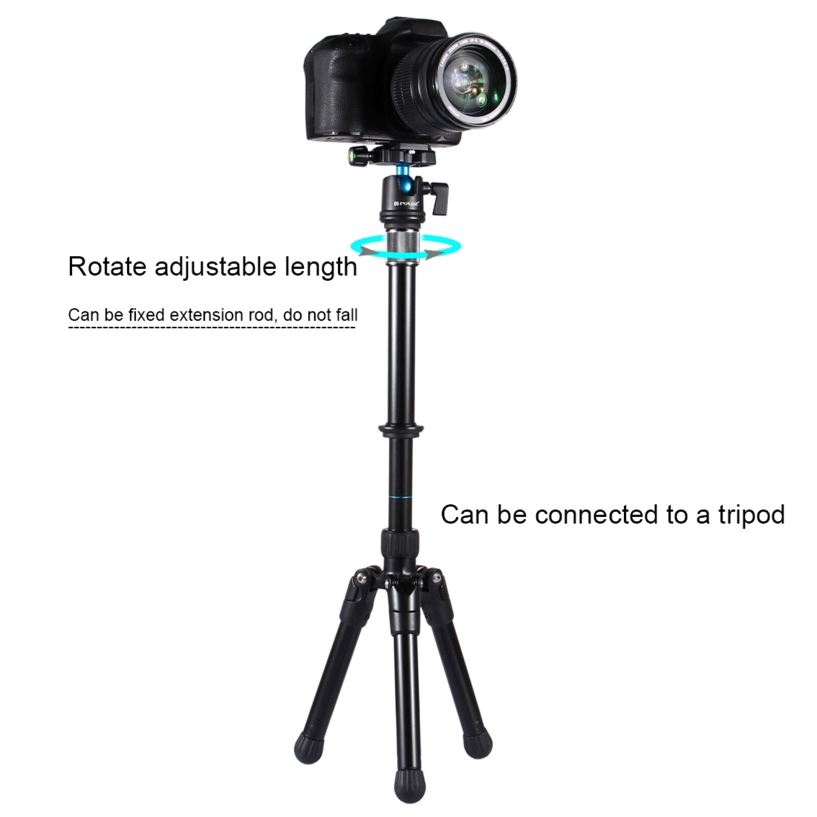 Puluz Metalen Handheld Verstelbare Statief Monopod Verlengstuk Voor Dslr &amp; Slr Camera &#39;S