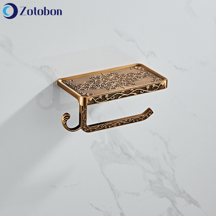 Zotobon aluminiumsvævsholder mobiltelefonrulleholder retro rose guld toiletpapirholder arrangør badeværelse papirreoler f106
