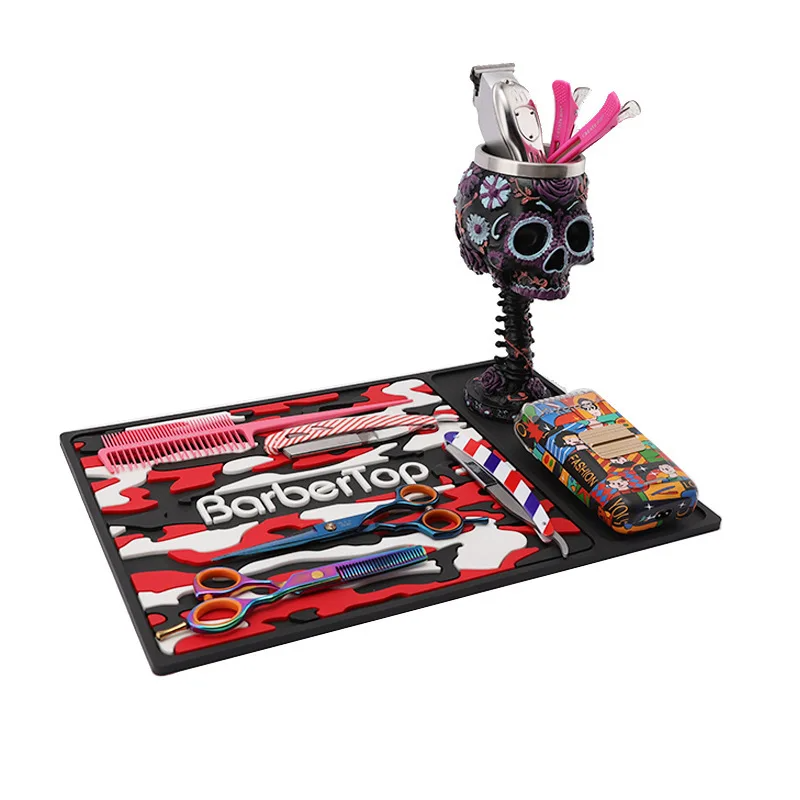 Barbertop – tapis antidérapant pour Salon de coiffure, ciseaux antidérapants, chaleur en Silicone, outils de Station de barbier, accessoires de Salon de coiffure