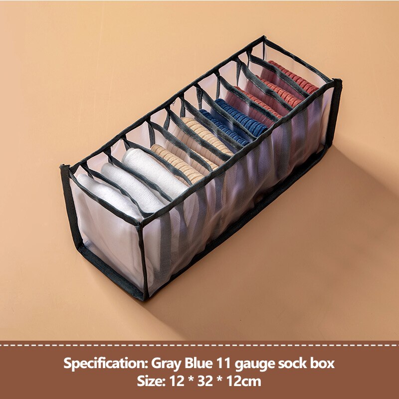 Ondergoed Beha Sokken Panty Ties Net Organizer Opbergdoos Lade Garderobe Kast Manden Organisatoren Divider Dozen Thuis Slaapzaal: grey-11 Grids