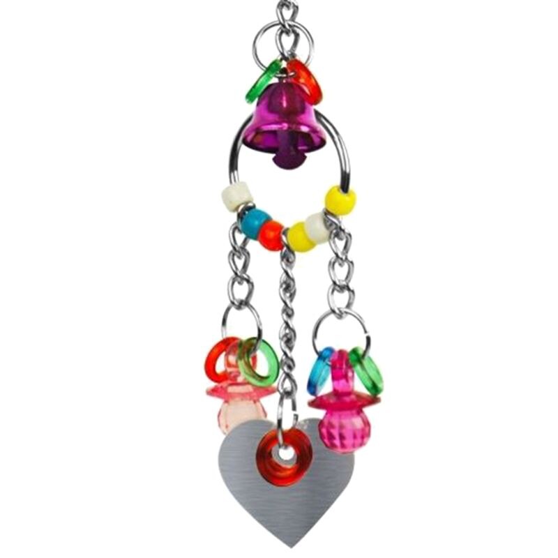 Bird Toy Pet Parrot Cage Toys Hanging Bird Chew Toys Mirror with Bell