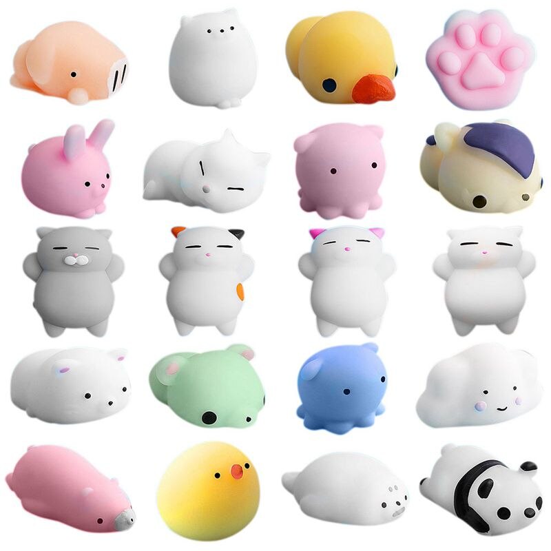 20 pçs mini brinquedo squeeze squishy mochi macio liberação brinquedos de estresse kawaii animal brinquedos de descompressão squishy selo coelho polvo # n20: Default Title
