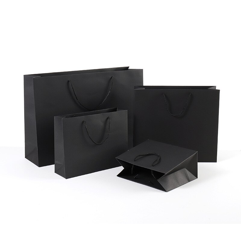 Zwarte Kraft Papieren Zak Met Handvatten Bruiloft Decoratie Papier Bags Baby Shower Verjaardag Decoratie Event Feestartikelen: horizonta 26x35x13cm