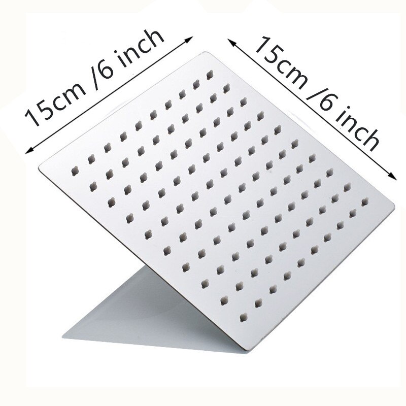 12/10/8/6/4 tommer regnbruser i rustfrit stål ultratynde brusehoveder kromfinish rund og firkantet regnbruser: 15cm 6 tommer kvadrat