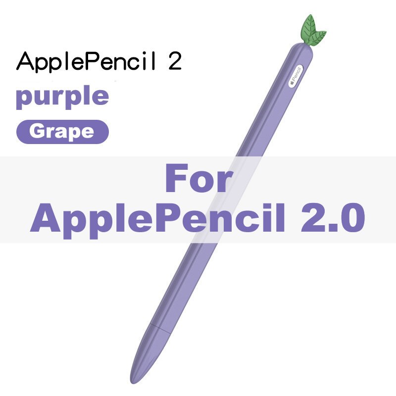 Anti-Scratch Case for Apple Pencil 1/2 Cartoon Fruit Silicone Protective Cover Pouch Cap Holder Stylus for iPad Pen Pencil: Purple Pencil 2