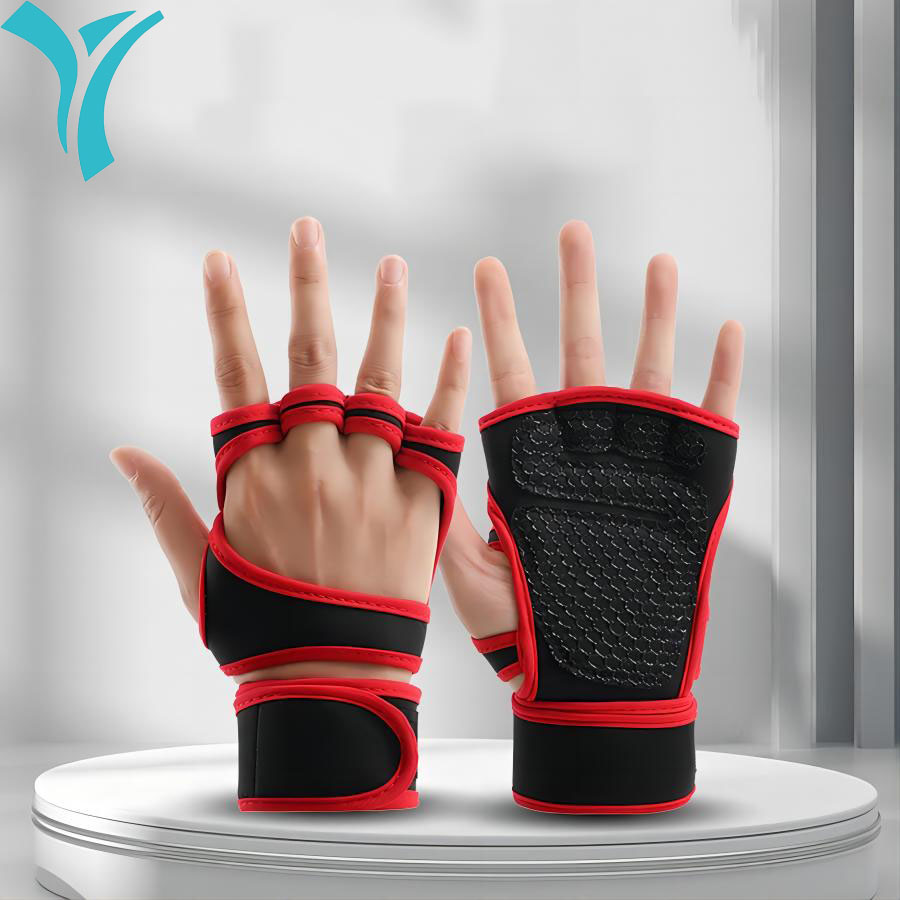 Gants d'entraînement d'haltérophilie avec protection complète de la l'hypothèse intégrée, poignée idéale pour la gym, les côtes levées, les sports d'entraînement croisés, les poignets intégrés