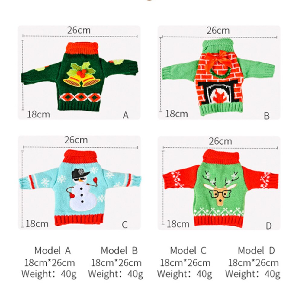 Kerst Gebreide Kleding Wijn Set Champagne Fles Cover Bag Wijnfles Tas Tafel Decoratie Kerst Decor