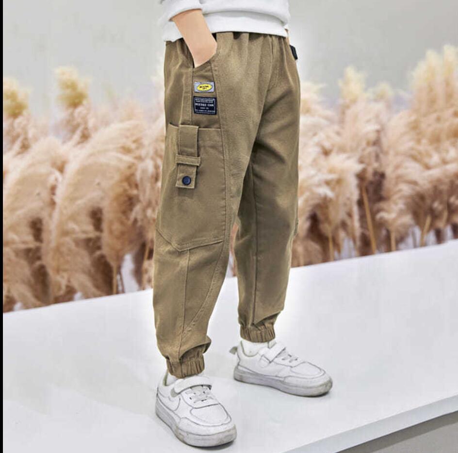 Pantalones Cargo con múltiples bolsillos para niño, pantalón informal, para la escuela, para correr, trabajo al aire libre: Caqui / 4T