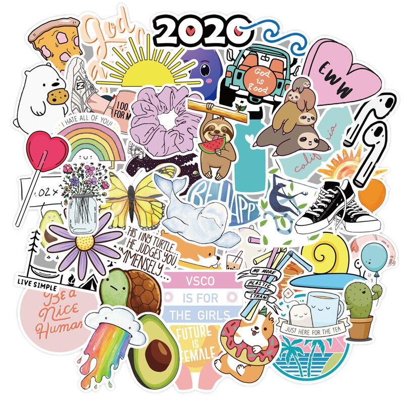 75PCS Cute Cartoon VSCO Girl Stickers For Car Motorcycle Travel Luggage Guitar Skateboard Waterproof Cool Decal Stickers