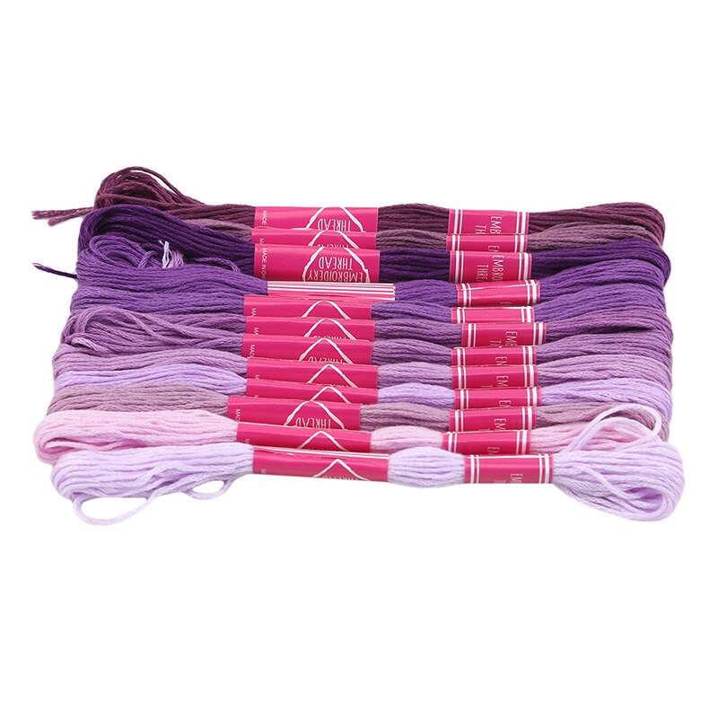 Unieke Stijl Borduurgaren Kruissteek Draad Steek Katoen Floss Naaien Strengen Craft Verschillende Gradiëntkleur: purple