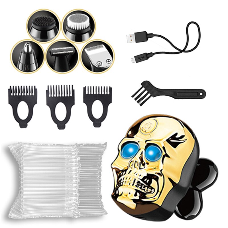 Men's 6in1 set wet dry shaving machine electric shaver rechargeable electric razor beard facial grooming kit: with bubble bag
