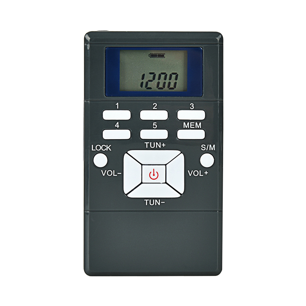 Mini portatile DSP Stereo Radio FM Ricevitore orologio digitale da 1,2 "per interpretazione simultanea Clip-on Radio Auricolare Cordino PALESTRA: Black