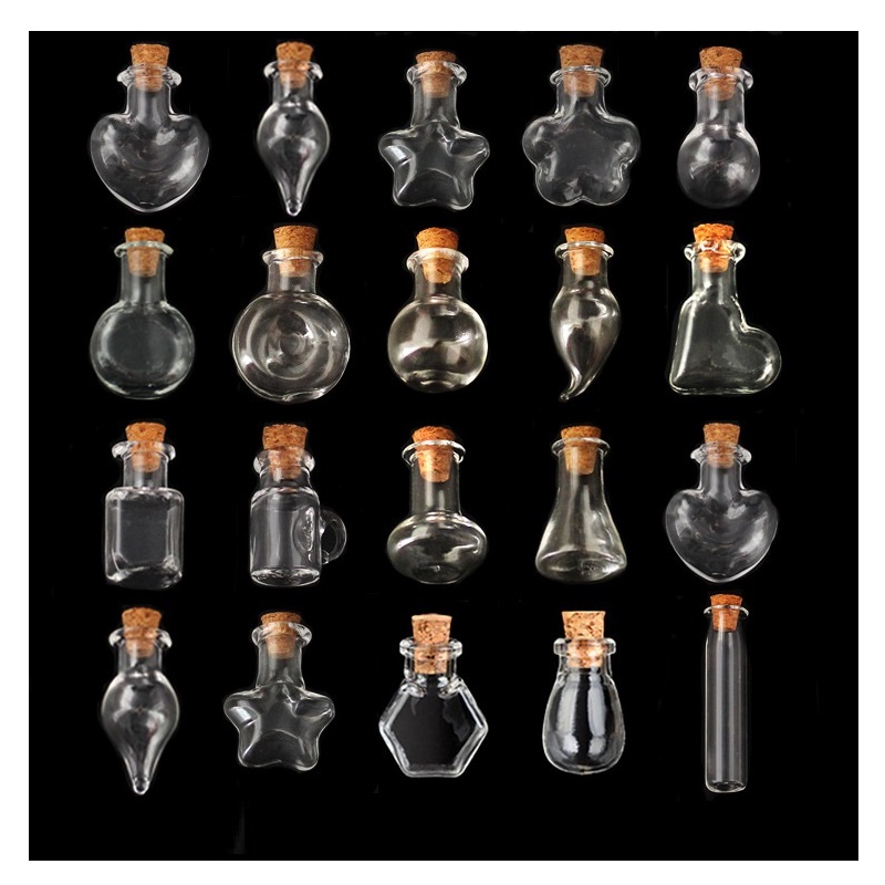 100Pcs Mini 1-2 Ml Helder Glazen Fles Kurk Kleine Drifting Wishing Flessen Diy Hangers