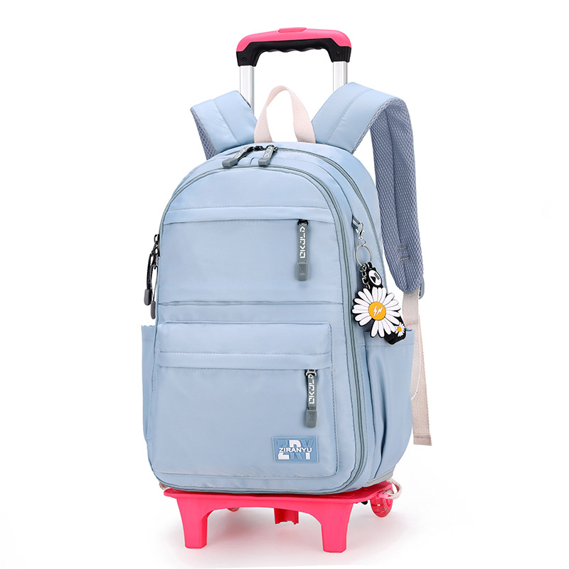 ZIRANYU Schule Rädern Rucksack tasche einstellen für mädchen Wagen mit Rädern Schüler Schule tasche rollen Rucksack Multifunktionale: 2 Räder Blau