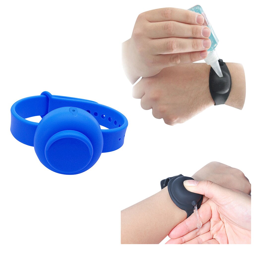 1PC Adult Kid Liquid Wristband Hand Dispenser Handwash Gel With Whole Sanitizing pulsera dispensadora de gel hidroalcoholico: Blue
