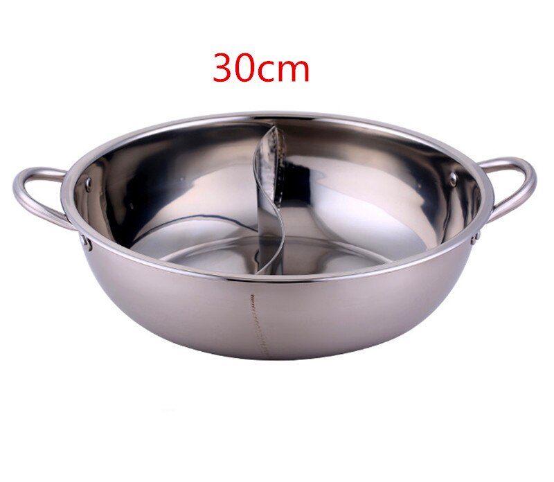 24-40cm Stainless Steel 1.5mm Thick Double Ear Soup Cooker Pot Twin Divided Cookware home Kitchen round induction cooker: two lattice  30cm