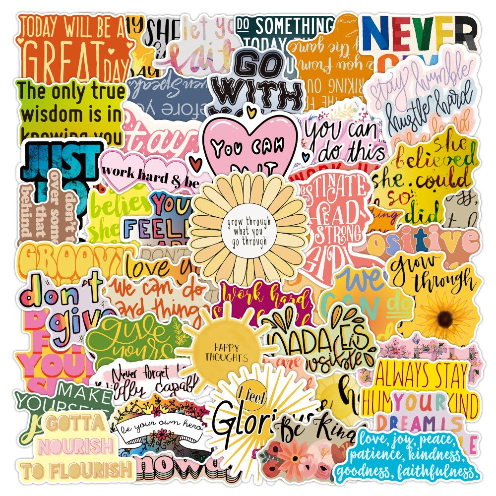 50Pcs Pvc Sticker Inspirational Engels Korte Zin Graffiti Waterdichte Sticker Herbruikbare Laptop Bagage Sticker: 2