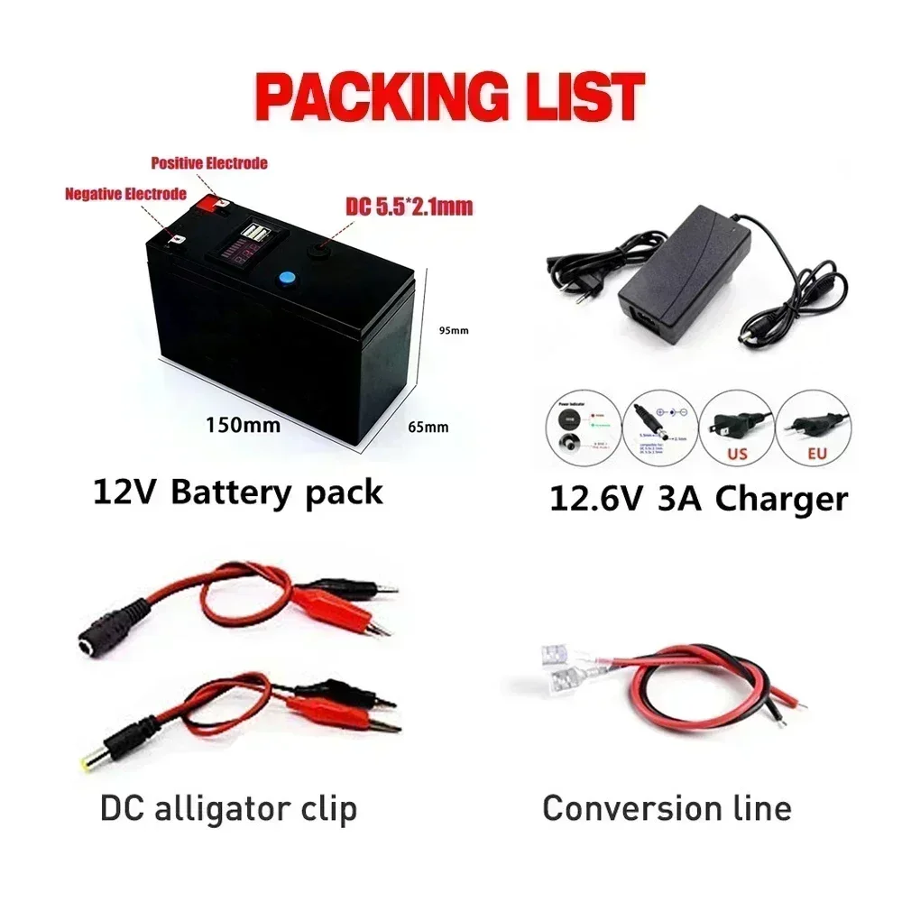 18650 24V 120Ah Lithium Battery Pack Rechargeable For Solar Energy Electric Vehicle With 25.2V2A Charger