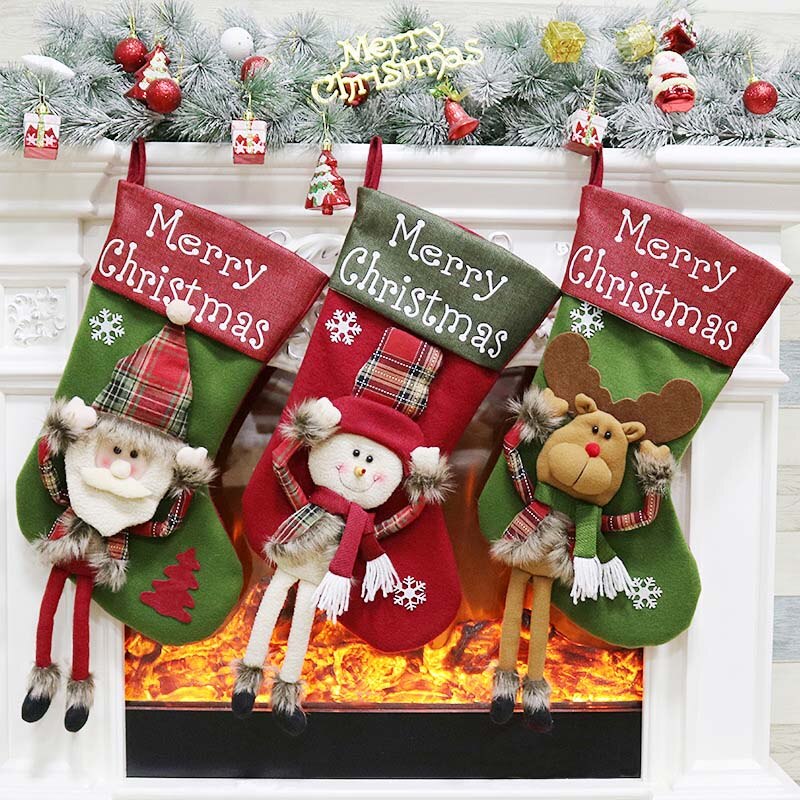 Kerst Kousen Kerstman Candy Bag Xmas Ornamenten Voor Thuis Kerst Hanger Kerstboom Decoraties Kids Sokken