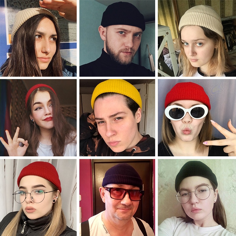 Strikhuer kalot mænd hue hue vinter retro uden skygge baggy melon kasket manchet docker fisherman hue hatte til kvinder mænd