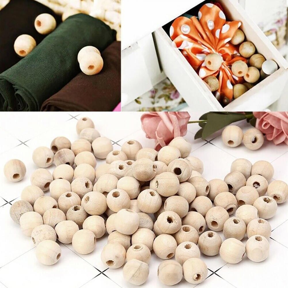 100pcs/set Cedar Wood Moth Balls Natural Cedar Wood Bead Camphor Repellent for Moisture proof Wardrobe Clothes Drawer