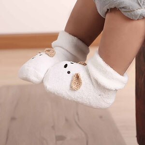 Chaussettes pour -né, unisexe, garçons et filles, chaussures chaudes pour bébé de 0 à 2 ans: WHITE