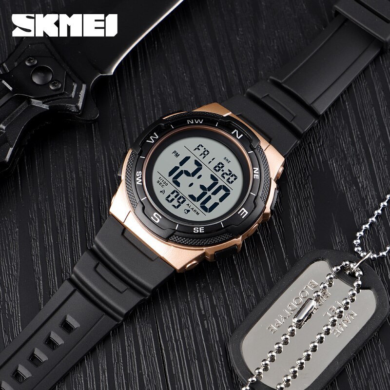 SKMEI 1423 Outdoor Sport Horloge Luxe Multifunctionele Stop Horloge Dual Tijd 5Bar Waterdicht Horloge Man Digitale Horloge