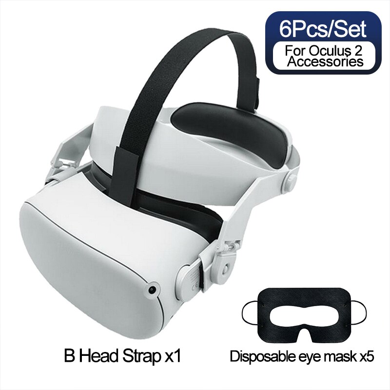 VR Handle Grip Shell Cover Protective Case Head Strap For Oculus Quest 2 VR Storage Case Bag for Oculus Quest2 VR Accessories: 6PCS-B