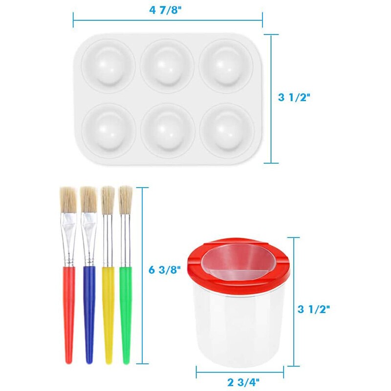 30 Pcs Paint Cups with Lids Paint Cups with Paint Brushes and Paint Tray Palettes Cups for Watercolor Art Class