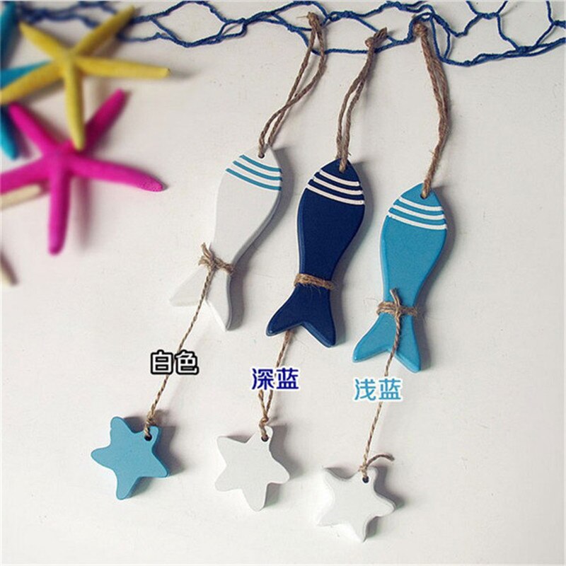 2020 nowy śródziemnomorski rozgwiazda ryby wystrój z motywem żeglarskim powiesić małe ozdoby rzemiosło drewno ryby/zdobione morskie wisiorek dekoracji wnętrz