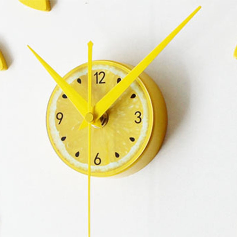 Lemon Green Sticker EVA 60CM Wall Clock Colour Big Large Decorative 3D Diy Wall Clock for Kitchen Children Room-Yellow