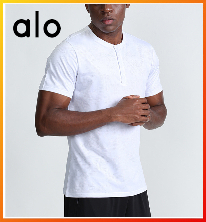 Alo – T-shirt de Yoga à manches courtes pour hommes, vêtement de sport, décontracté, à séchage rapide, respirant, à la en plein air, été, 79