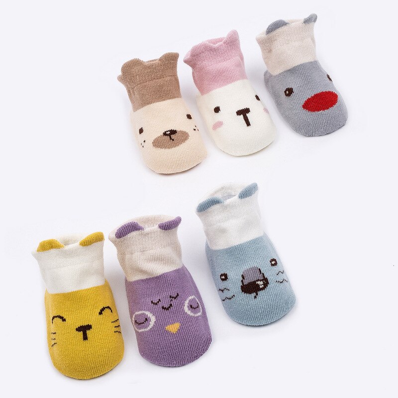 6 Paren/partij 0 Tot 2 Jaar Baby Sokken Lente Zomer Leuke Cartoon Low Cut Sokken Voor Pasgeborenen Baby Jongen Meisje anti-Slip Katoenen Sokken: 6 Colors / 0-12M