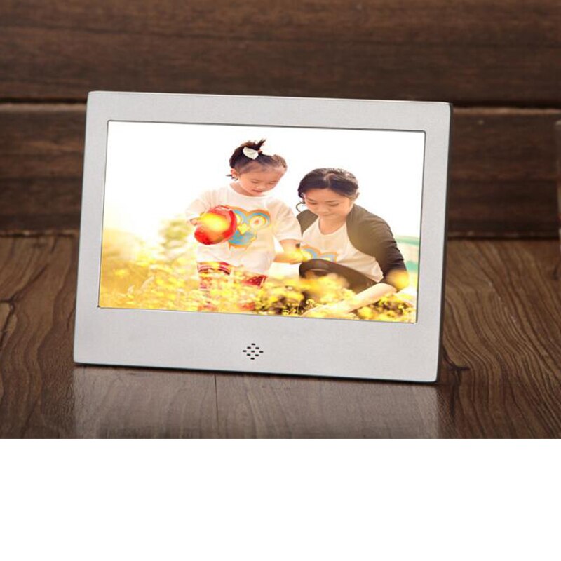 7 polegada de metal led digital photo frame vídeo música calendário relógio jogador 1024x600 resolução com controle remoto: slivery / Au Plug