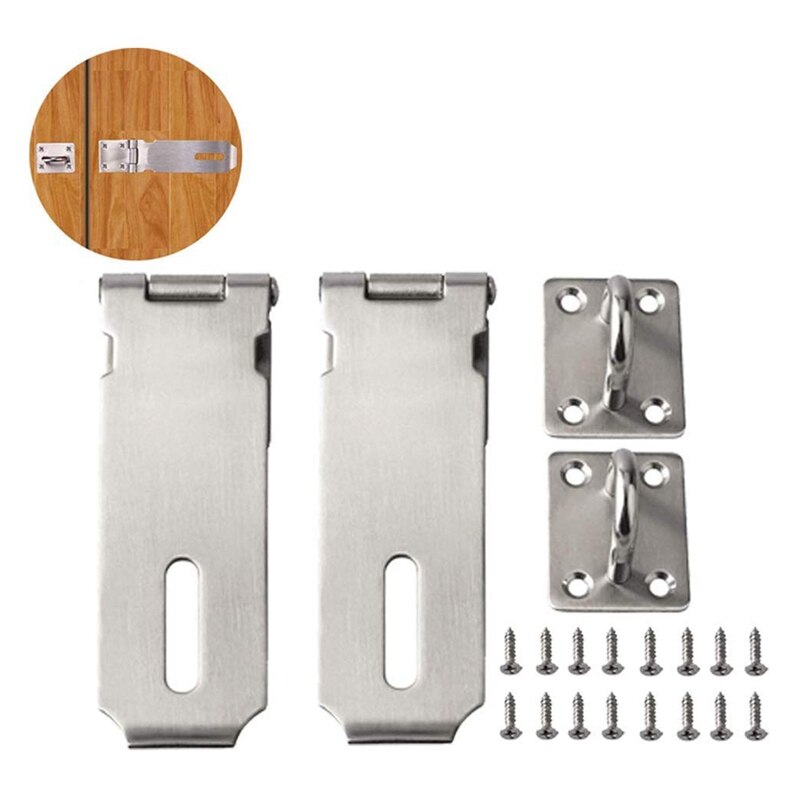 Padlock Hasp Staple 2 Pack Heavy Duty Safety Door Clasp Gate Lock Latch,SUS304 Stainless Steel Brushed Finish Padlock Clasp Shed