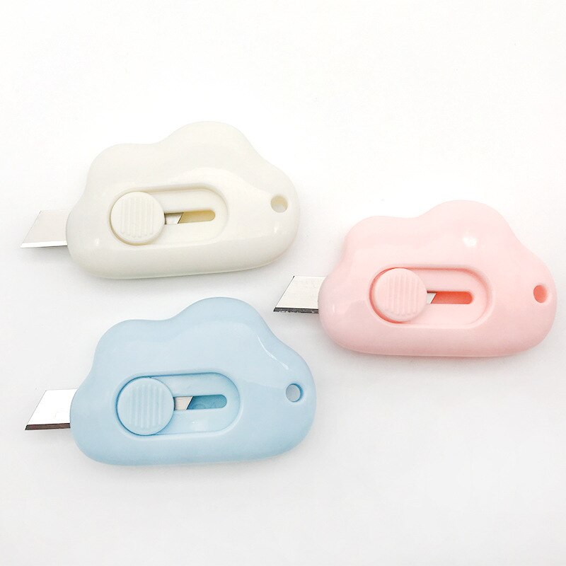 Mini Cute Cloud Utility Knife 9mm Safety Metal Blade Express Box Opener Paper Cutter Art Craft Wrapping Office School F359